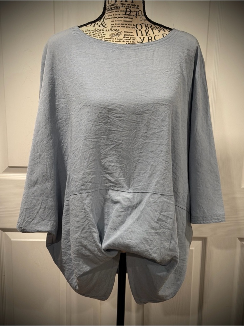 Umgee Light Blue Women's Relaxed Boatneck Tunic Top